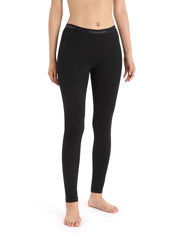 Black Women's Icebreaker Merino 200 Oasis Thermal Leggings | USA 1551NWYB